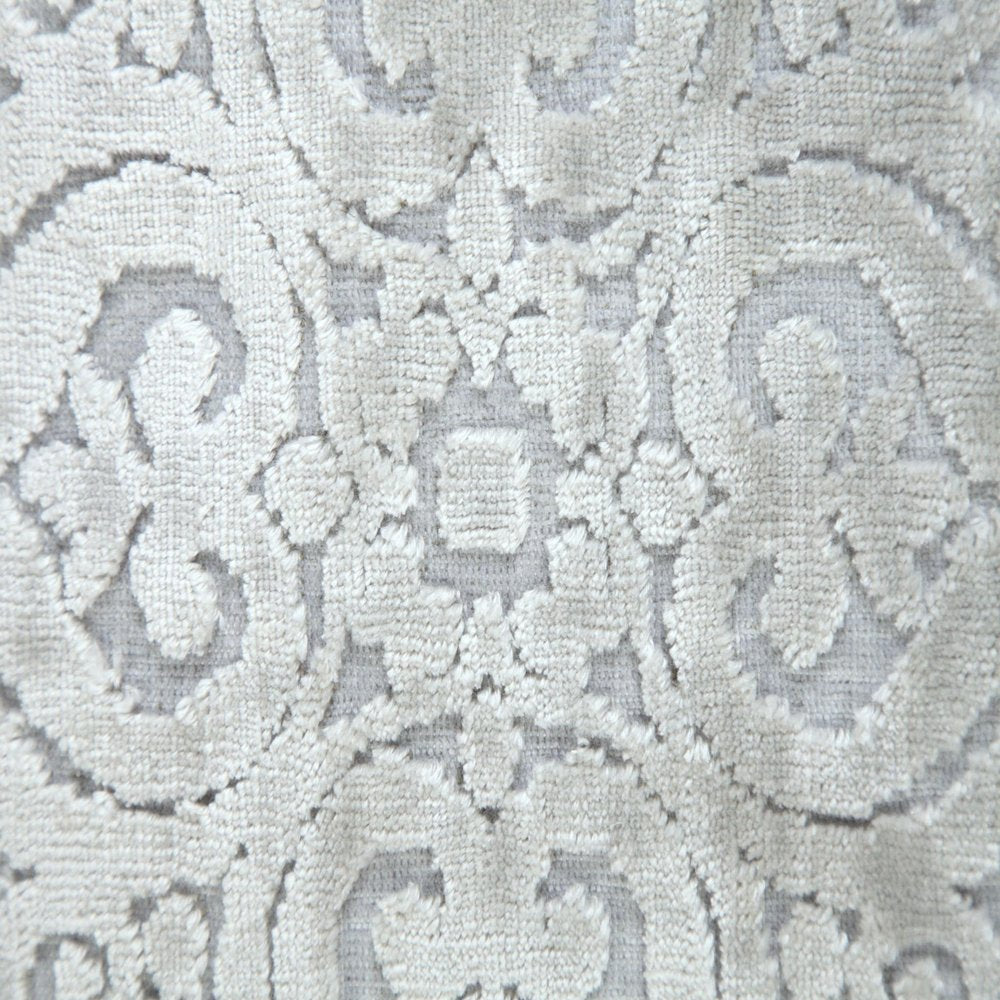 18" Silver And Gray Medallion Viscose Throw Pillow Cover with Tassels