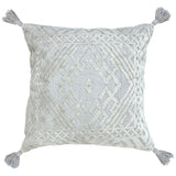 18" Silver And Gray Geometric Viscose Throw Pillow Cover