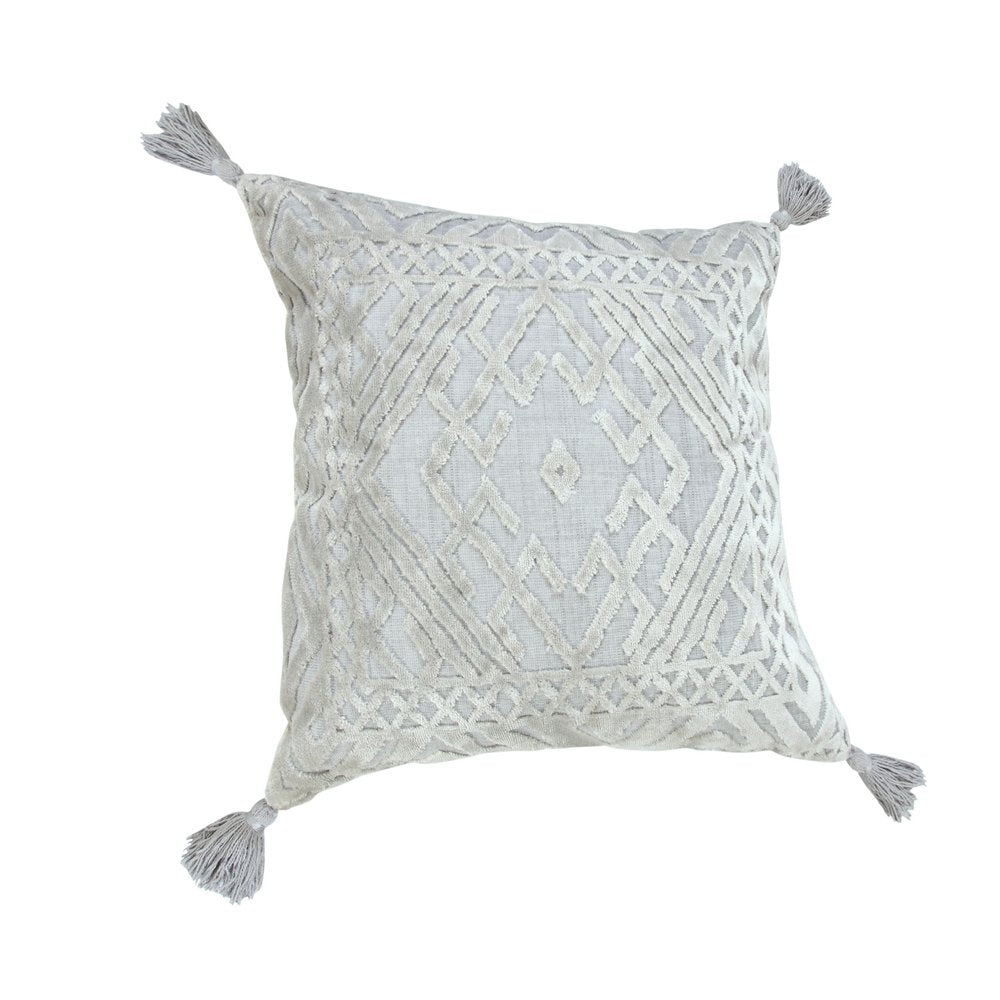 18" Silver And Gray Geometric Viscose Throw Pillow Cover