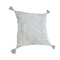 18" Gray And Silver Geometric Viscose Throw Pillow Cover with Tassels