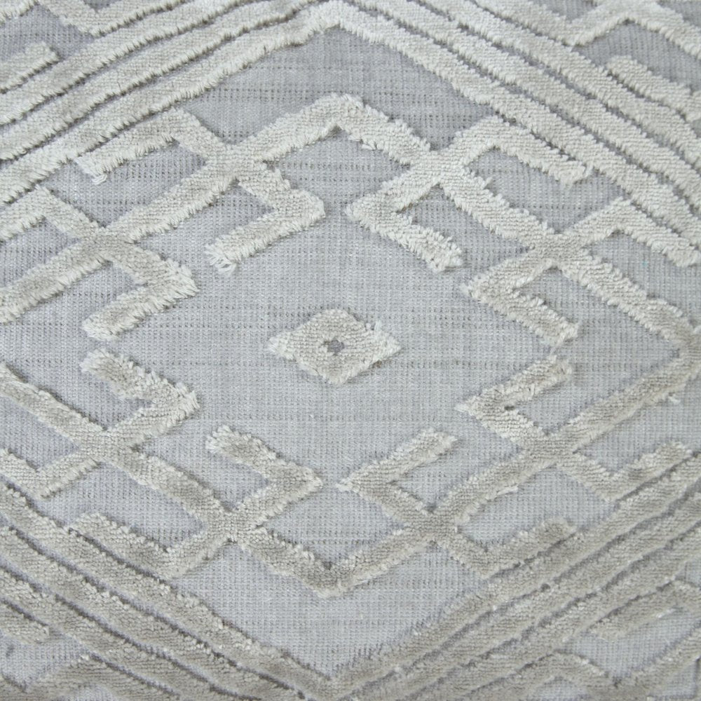 18" Gray And Silver Geometric Viscose Throw Pillow Cover with Tassels