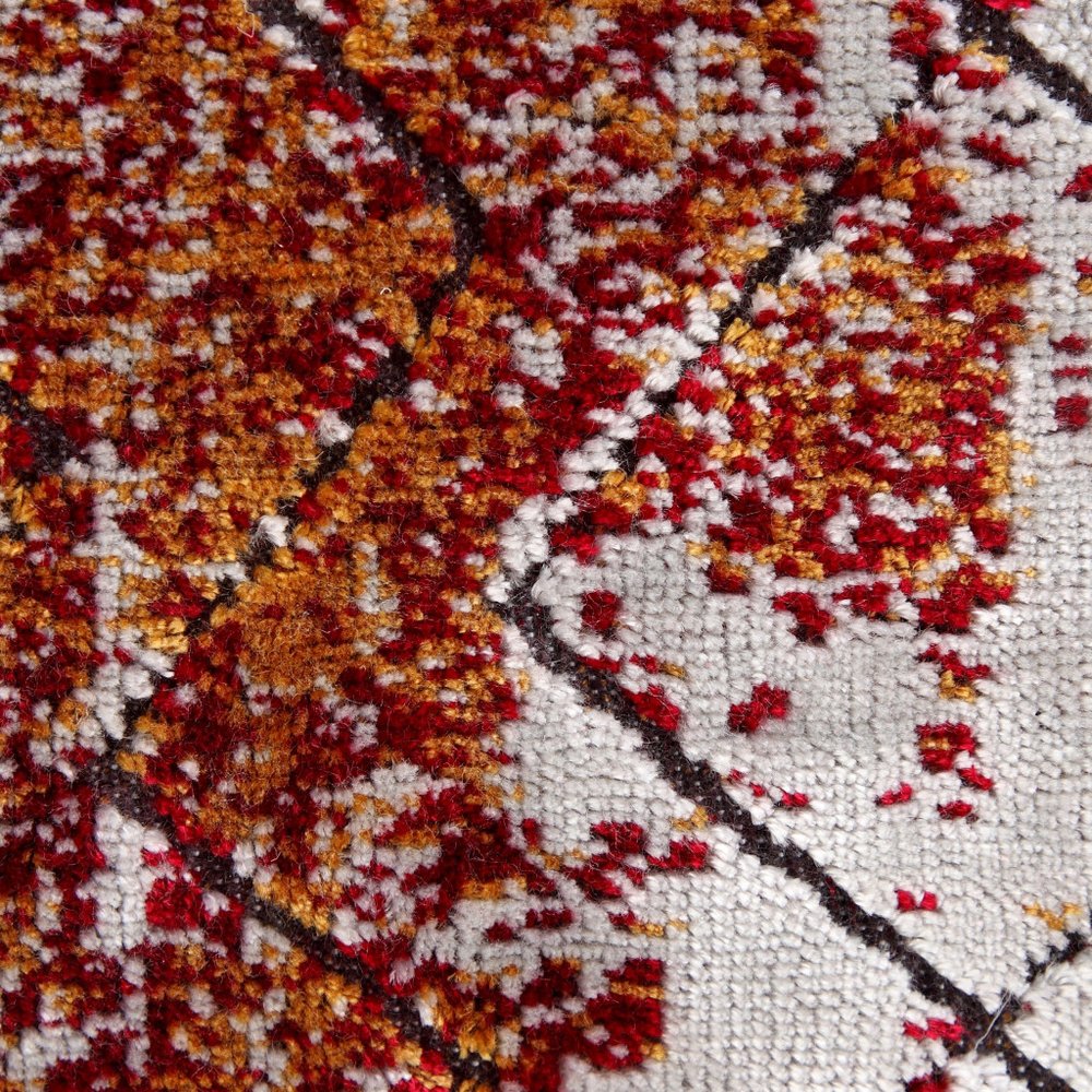 18" Red And Silver Geometric Viscose Throw Pillow Cover