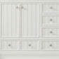 60" White Wood Double Bathroom Vanity With White And Gray Quartz Countertop