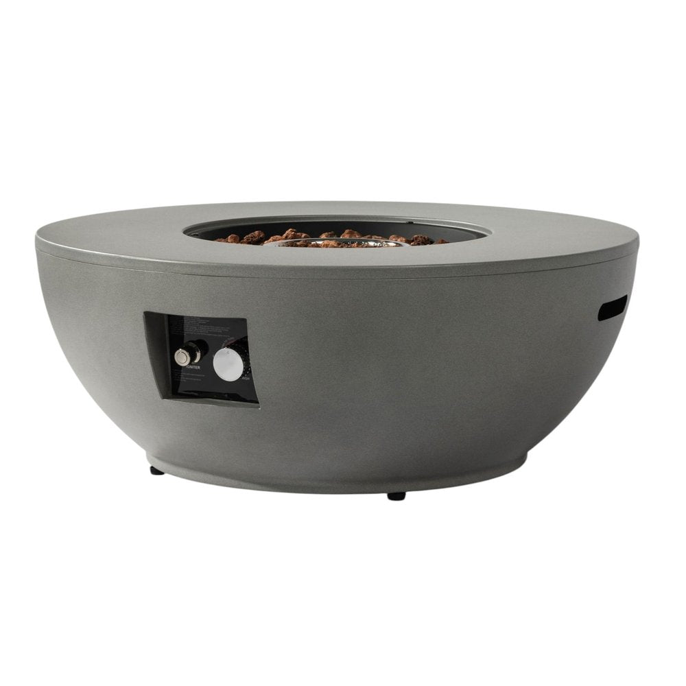 50000 BTU 36" Gray Steel Propane Round Fire Pit With Cover