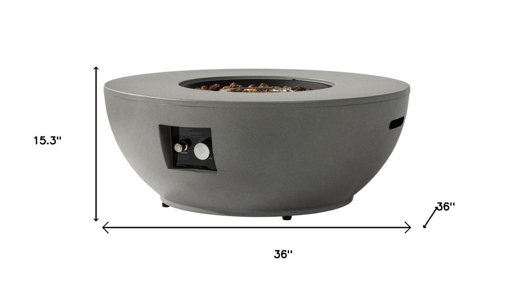 50000 BTU 36" Gray Steel Propane Round Fire Pit With Cover
