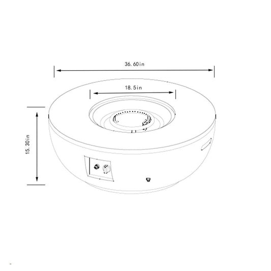 50000 BTU 36" Gray Steel Propane Round Fire Pit Table With Cover