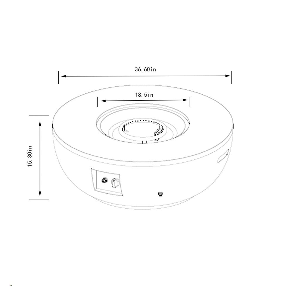 50000 BTU 36" Gray Steel Propane Round Fire Pit With Cover