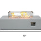 65000 BTU 52" Antiqued White Concrete Propane Rectangular Fire Pit With Cover