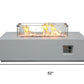 65000 BTU 52" White Concrete Propane Rectangular Fire Pit With Cover