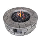 40000 BTU 28" Gray Concrete Propane Round Fire Pit With Cover