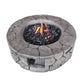 40000 BTU 28" Gray Concrete Propane Round Fire Pit Table With Cover