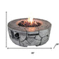 40000 BTU 28" Gray Concrete Propane Round Fire Pit With Cover