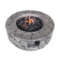 40000 BTU 28" Gray Concrete Propane Round Fire Pit With Cover