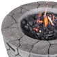 40000 BTU 28" Gray Concrete Propane Round Fire Pit Table With Cover