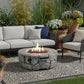 40000 BTU 28" Gray Concrete Propane Round Fire Pit Table With Cover