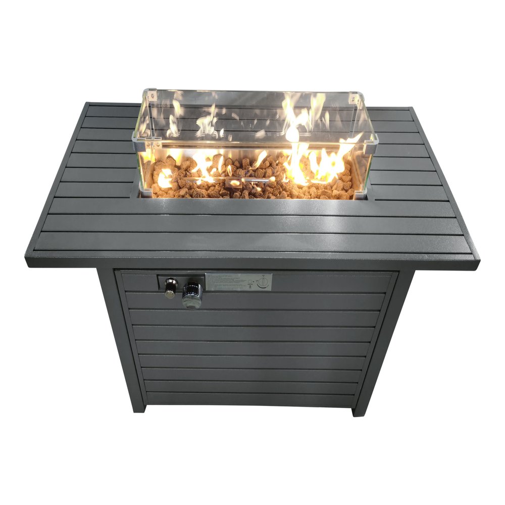 50000 BTU 42" Black Steel Propane Rectangular Fire Pit With Cover