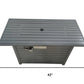 50000 BTU 42" Black Steel Propane Rectangular Fire Pit With Cover