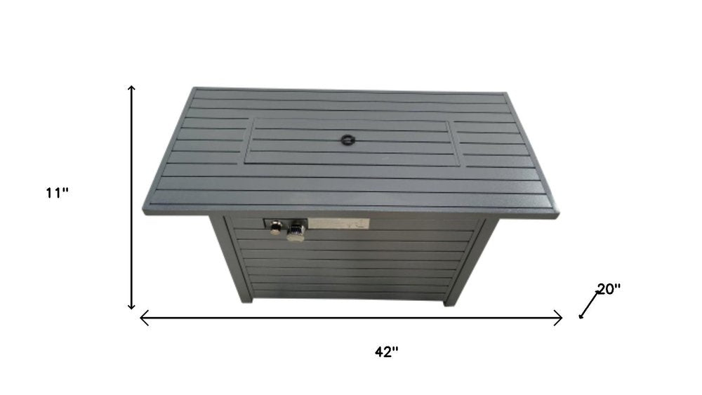 50000 BTU 42" Black Steel Propane Rectangular Fire Pit Table With Cover