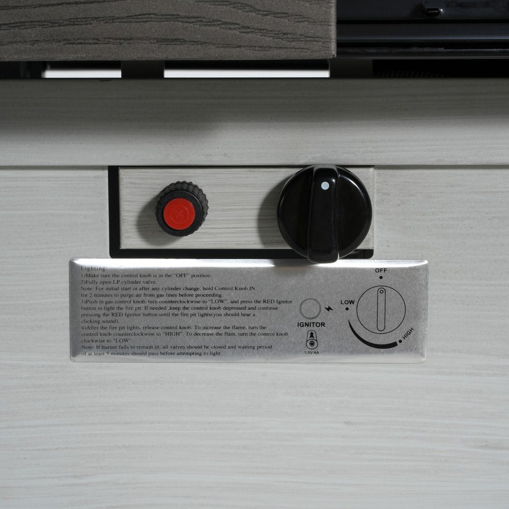 50000 BTU 45" Gray Aluminum Propane Rectangular Fire Pit With Cover