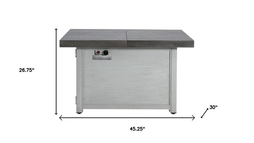 50000 BTU 45" Gray Aluminum Propane Rectangular Fire Pit Table With Cover