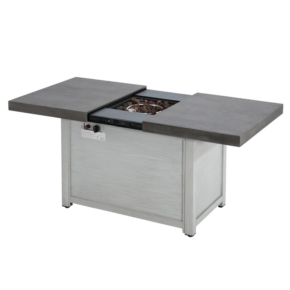 50000 BTU 45" Gray Aluminum Propane Rectangular Fire Pit Table With Cover