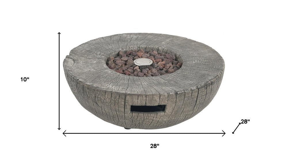 30000 BTU 28" Light Gray Magnesium Oxide Propane Round Fire Pit Table With Cover