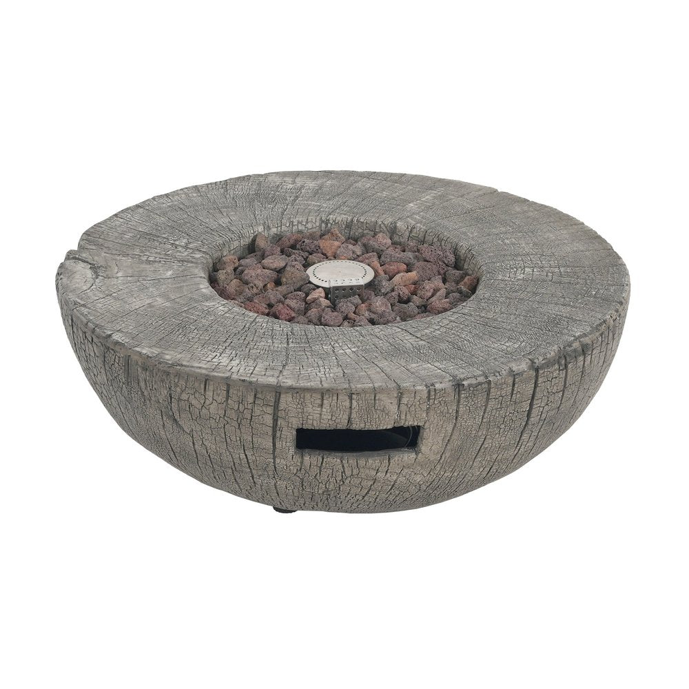 30000 BTU 28" Light Gray Magnesium Oxide Propane Round Fire Pit Table With Cover