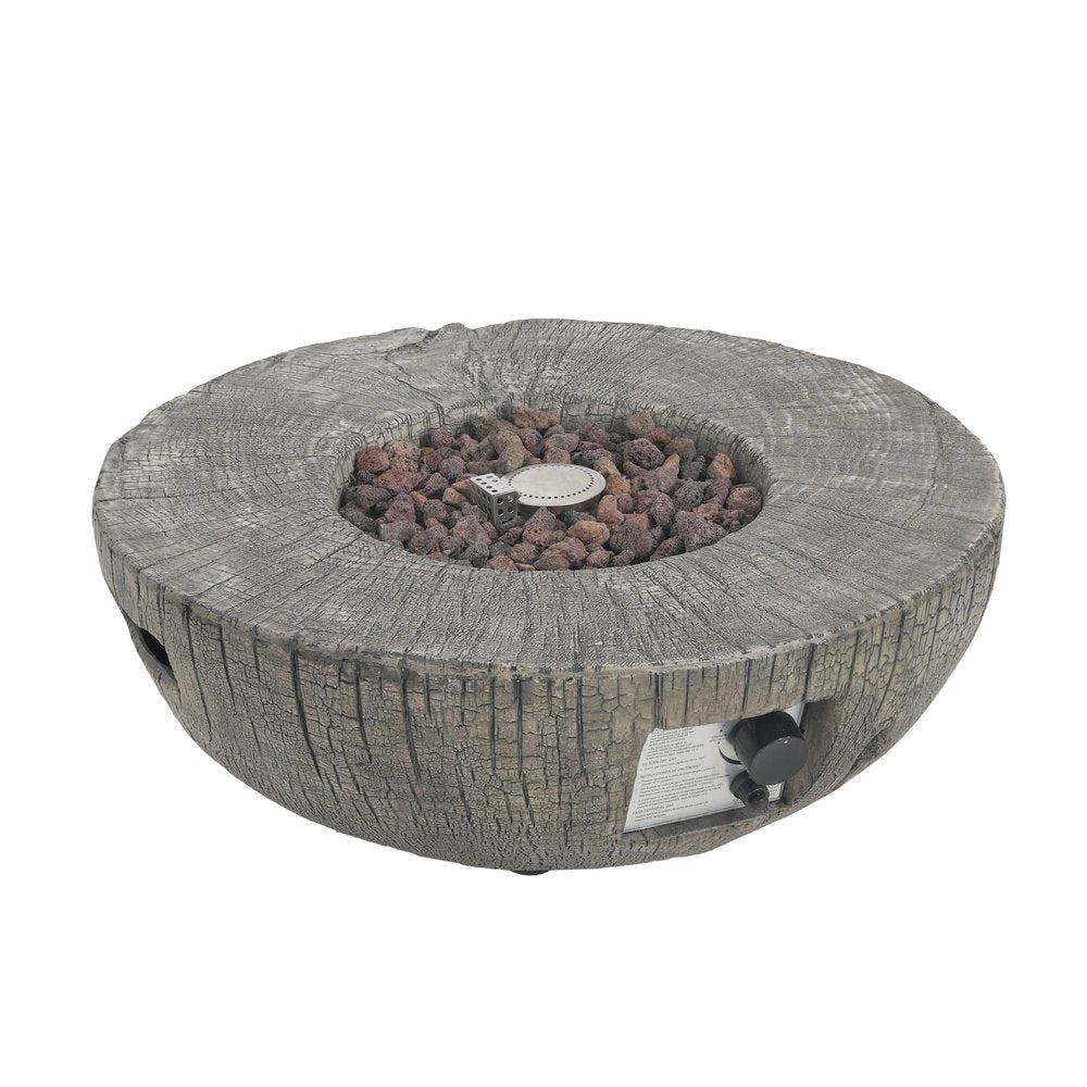 30000 BTU 28" Light Gray Magnesium Oxide Propane Round Fire Pit Table With Cover