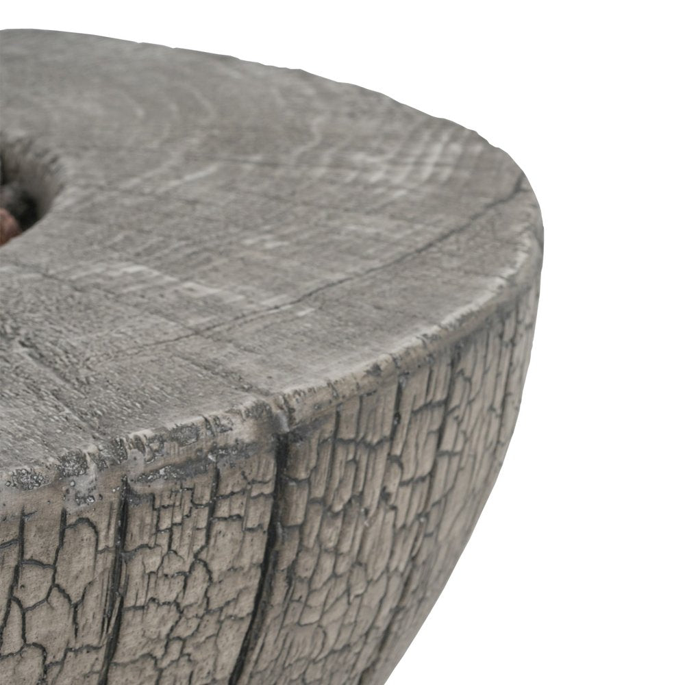 30000 BTU 28" Light Gray Magnesium Oxide Propane Round Fire Pit Table With Cover