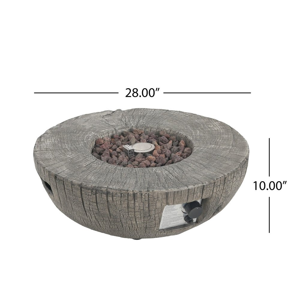 30000 BTU 28" Light Gray Magnesium Oxide Propane Round Fire Pit Table With Cover