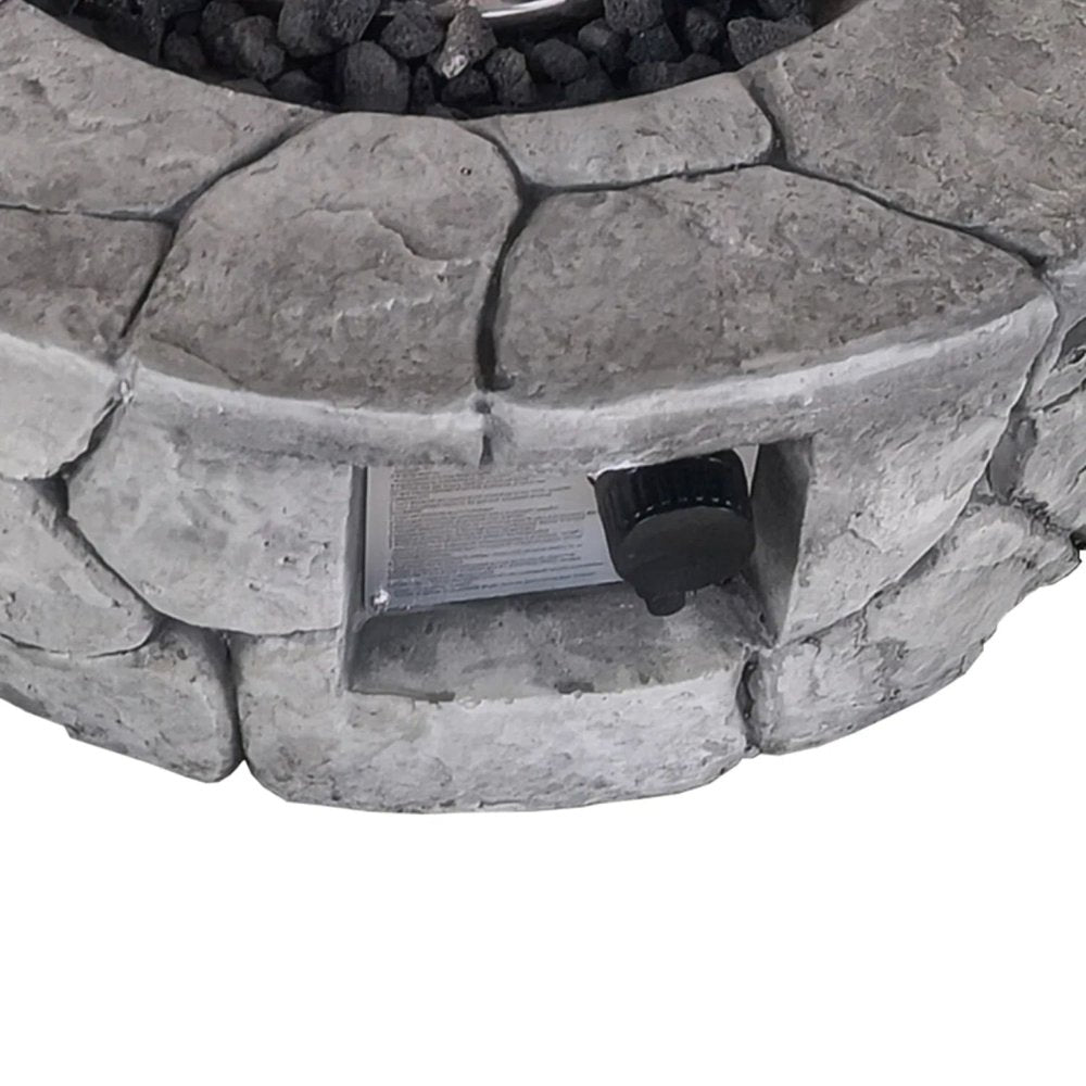 40000 BTU 28" Gray Steel Propane Round Fire Pit With Cover