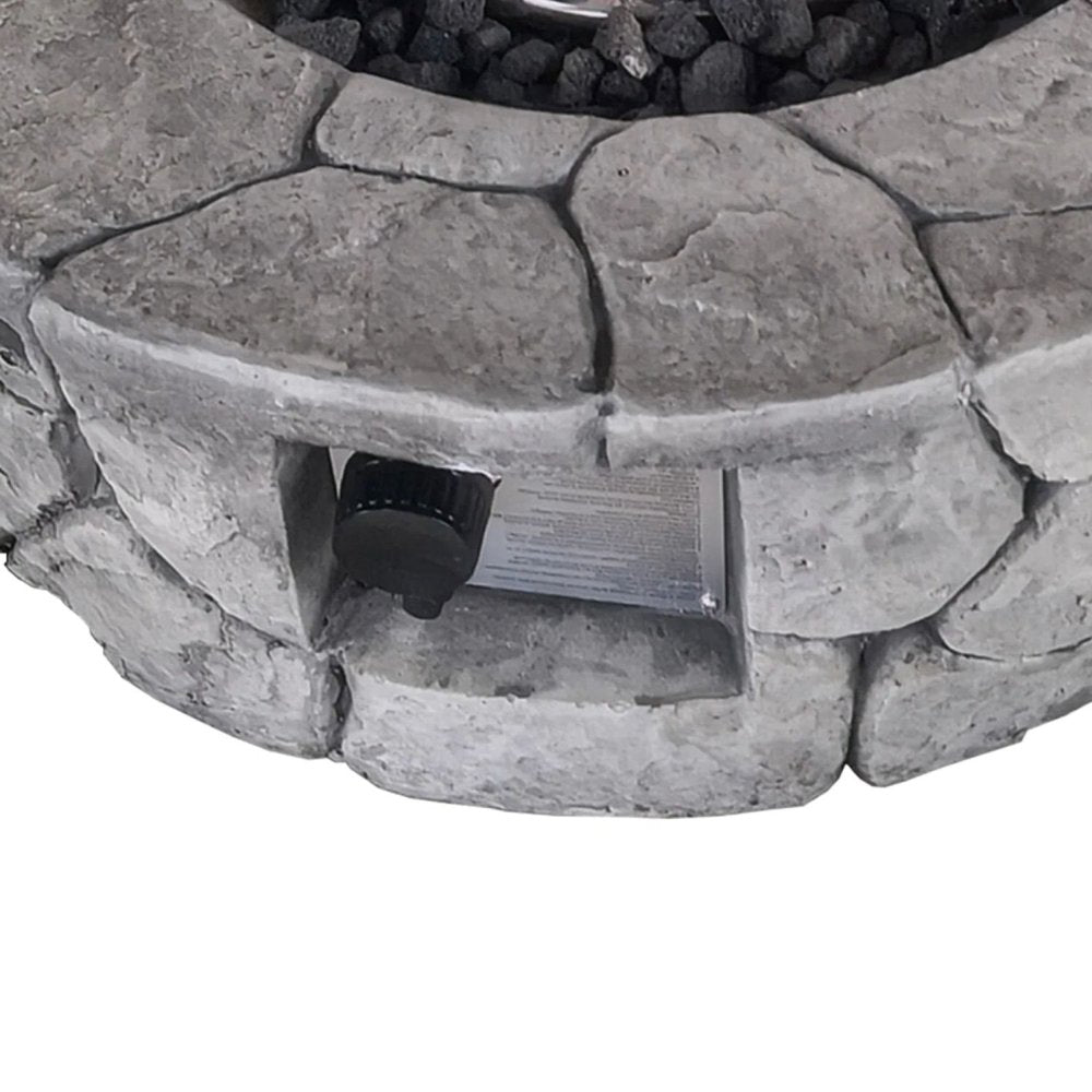 40000 BTU 28" Gray Steel Propane Round Fire Pit With Cover