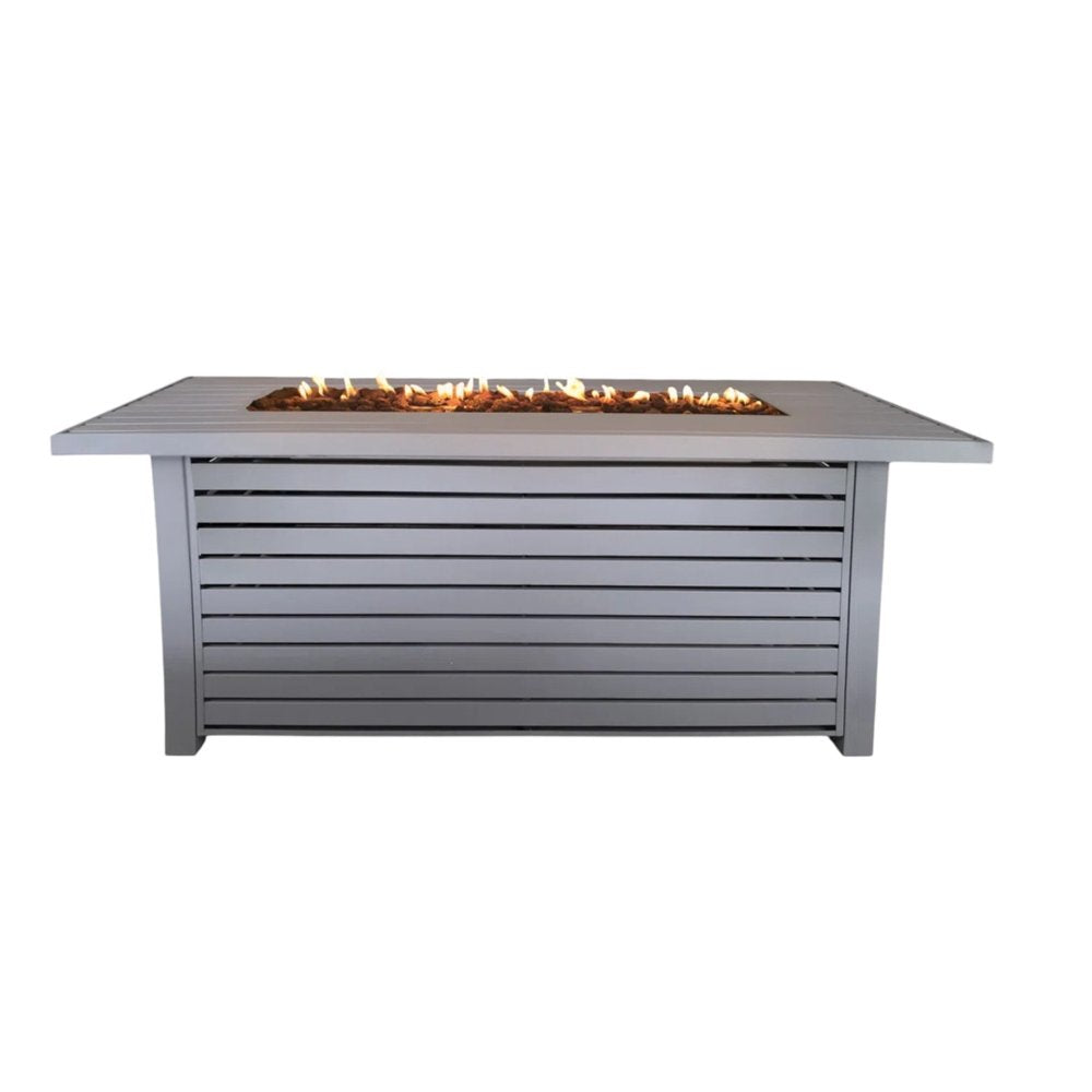 50000 BTU 42" Gray Steel Propane Rectangular Fire Pit Table With Cover