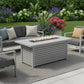 50000 BTU 42" Gray Steel Propane Rectangular Fire Pit Table With Cover