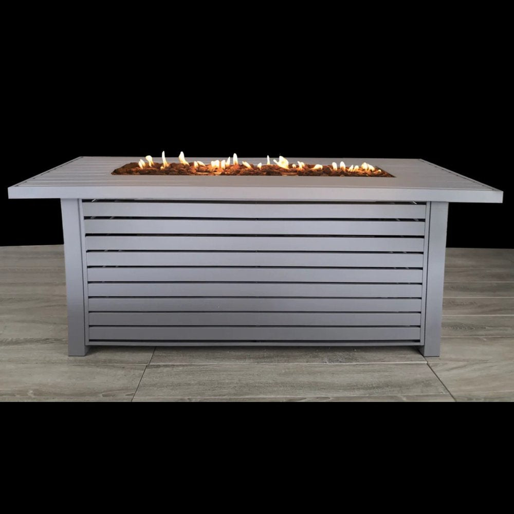 50000 BTU 42" Gray Steel Propane Rectangular Fire Pit Table With Cover