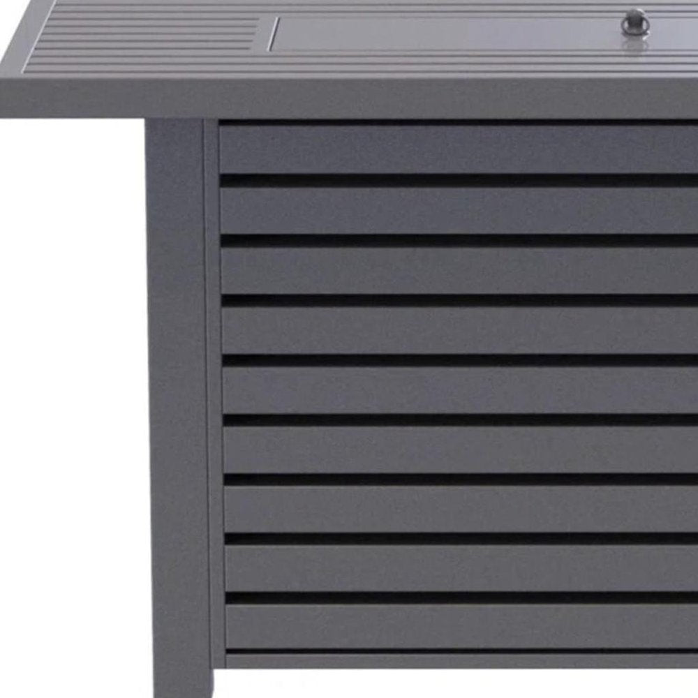50000 BTU 42" Gray Steel Propane Rectangular Fire Pit Table With Cover