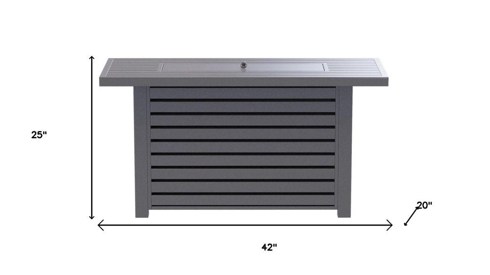 50000 BTU 42" Gray Steel Propane Rectangular Fire Pit Table With Cover