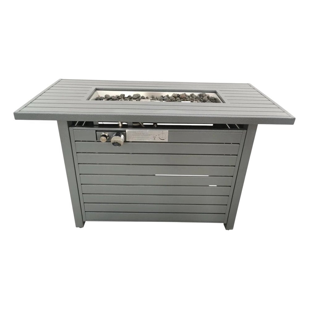 50000 BTU 42" Gray Steel Propane Rectangular Fire Pit With Cover