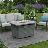 50000 BTU 42" Gray Steel Propane Rectangular Fire Pit With Cover