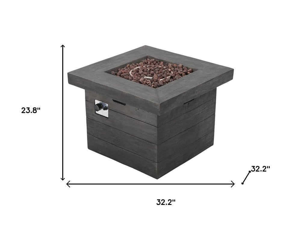 40000 BTU 32" Gray Steel Propane Rectangular Fire Pit Table With Cover