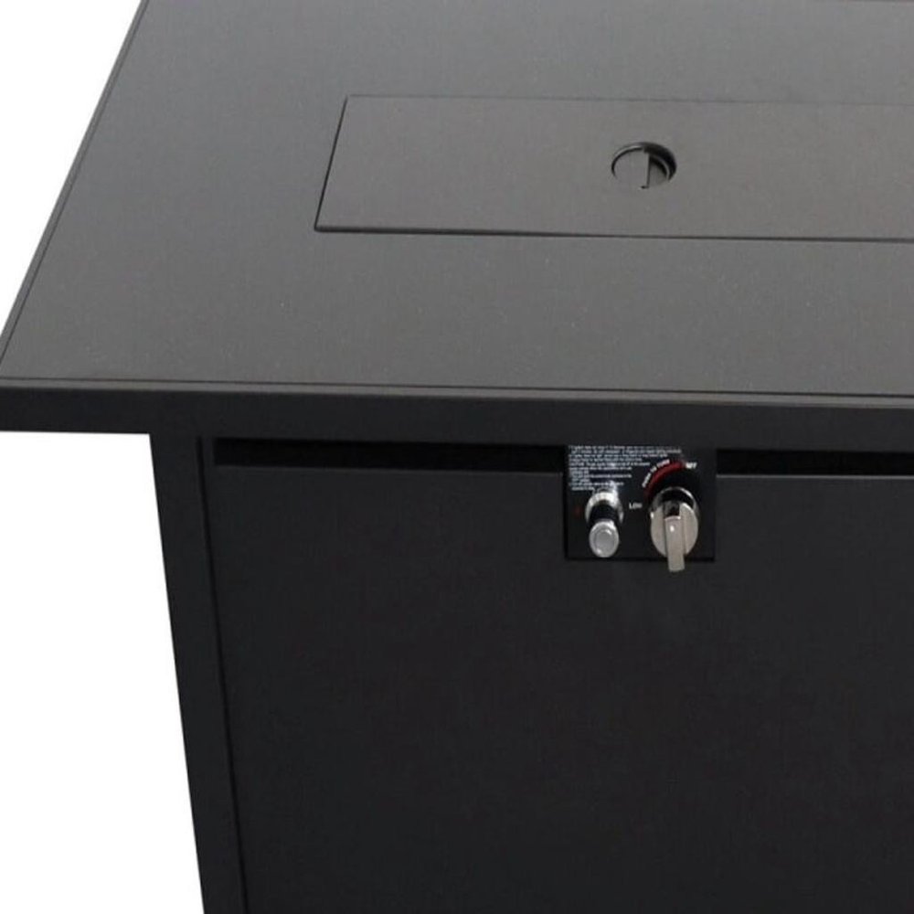 40000 BTU 42" Black Steel Propane Rectangular Fire Pit Table With Cover