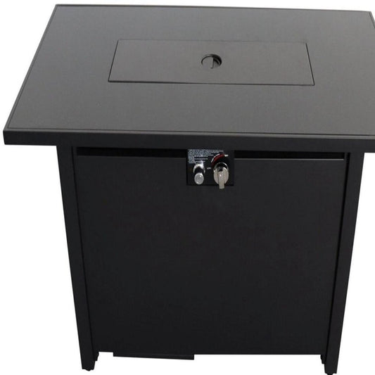 40000 BTU 42" Black Steel Propane Rectangular Fire Pit Table With Cover