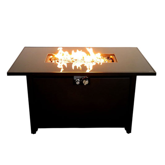 40000 BTU 42" Black Steel Propane Rectangular Fire Pit With Cover
