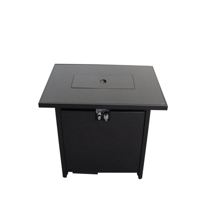 40000 BTU 43" Black Steel Propane Rectangular Fire Pit Table With Cover