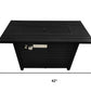 40000 BTU 42" Black Steel Propane Rectangular Fire Pit Table With Cover