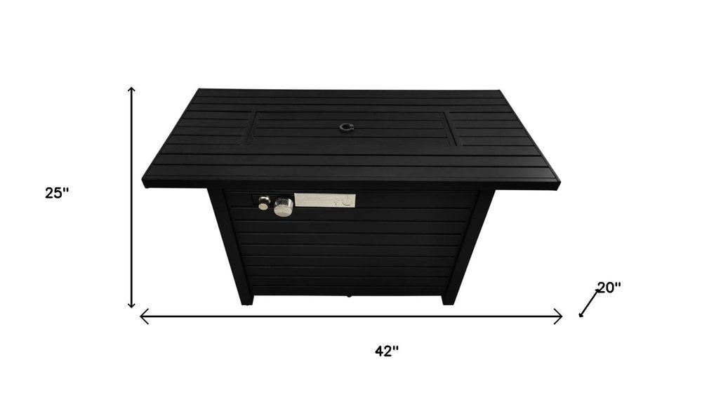 40000 BTU 42" Black Steel Propane Rectangular Fire Pit Table With Cover