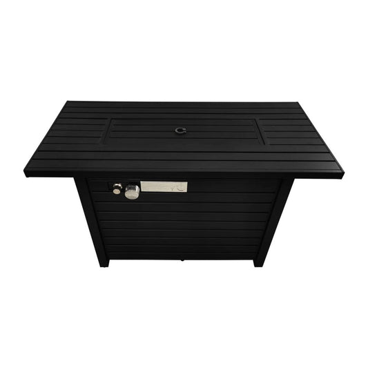 40000 BTU 42" Black Steel Propane Rectangular Fire Pit With Cover