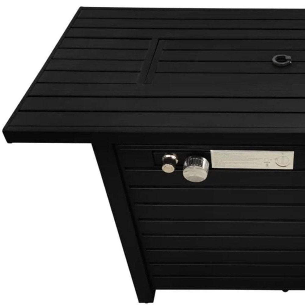 40000 BTU 42" Black Steel Propane Rectangular Fire Pit Table With Cover