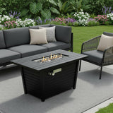 40000 BTU 42" Black Stainless steel Propane Rectangular Fire Pit With Cover