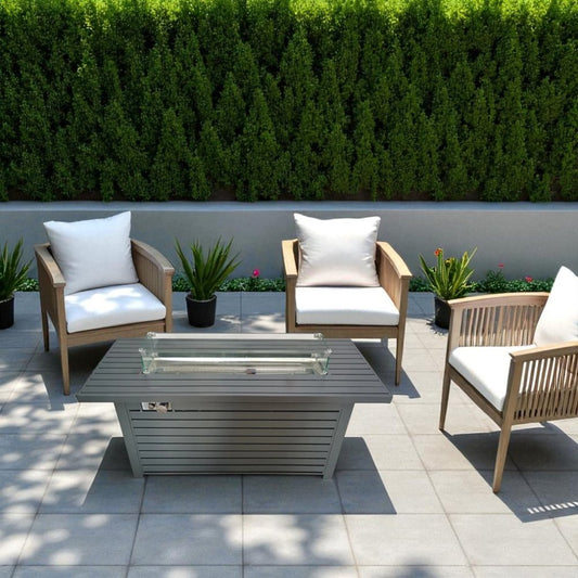 50000 BTU 42" Gray Steel Propane Rectangular Fire Pit Table With Cover